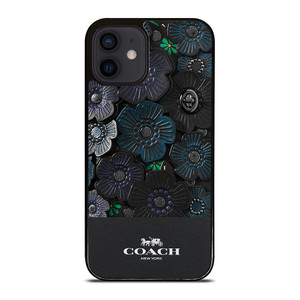 COACH NEW YORK BLACK TEA ROSE iPhone 12 Mini Case Cover