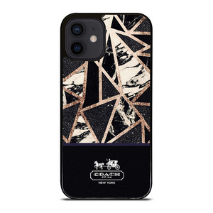 COACH NEW YORK GOLD BLACK TEXTURE iPhone 12 Mini Case Cover COACH NEW YORK GOLD BLACK TEXTURE iPhone 12 Mini Case Cover