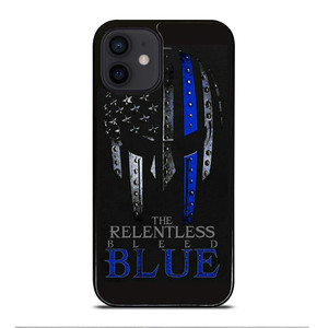 BLUE LINE POLICE WARRIOR SKULL iPhone 12 Mini Case Cover
