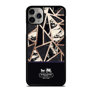 COACH NEW YORK GOLD BLACK TEXTURE iPhone 11 Pro Max Case Cover