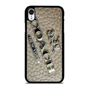 COACH NEW YORK LOGO ON LEATHER iPhone XR Case Cover COACH NEW YORK LOGO ON LEATHER iPhone XR Case Cover
