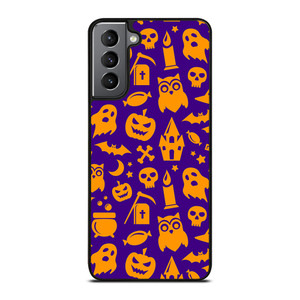 HAPPY HALLOWEEN PURPLE PATTERN Samsung Galaxy S21 Plus Case Cover