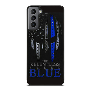 BLUE LINE POLICE WARRIOR SKULL Samsung Galaxy S21 Plus Case Cover