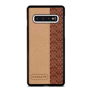 COACH NEW YORK BROWN LEATHER Samsung Galaxy S10 Case Cover