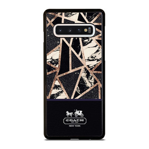 COACH NEW YORK GOLD BLACK TEXTURE Samsung Galaxy S10 Case Cover