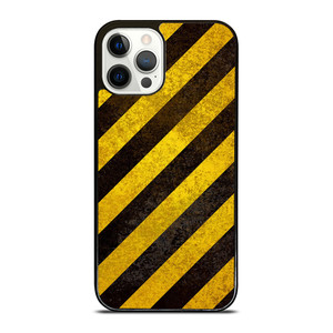 BLACK YELLOW POLICE LINE STRIPE iPhone 12 Pro Case Cover