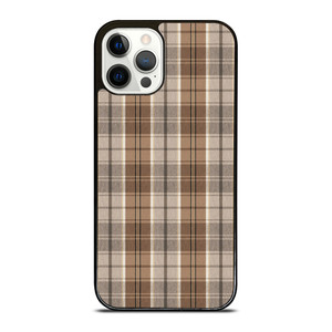 BROWN PLAID PATTERN iPhone 12 Pro Case Cover
