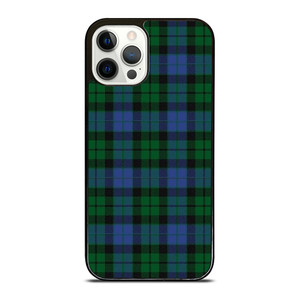 GREEN BLUE TARTAN PLAID PATTERN iPhone 12 Pro Case Cover