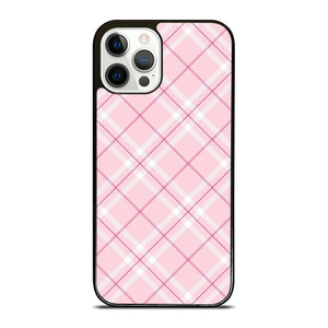 LIGHT PINK PLAID PATTERN iPhone 12 Pro Case Cover