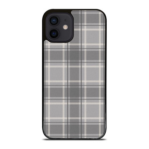 GREY TARTAN PLAID PATTERN iPhone 12 Mini Case Cover