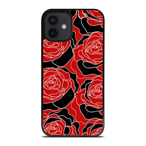 ROSE RED AND BLACK PATTERN iPhone 12 Mini Case Cover ROSE RED AND BLACK PATTERN iPhone 12 Mini Case Cover