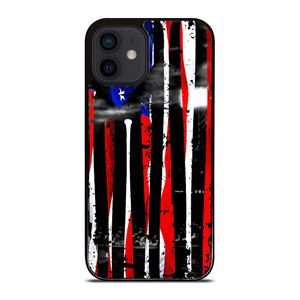 USA FLAG AMERICAN BASEBALL BLACK WHITE iPhone 12 Mini Case Cover USA FLAG AMERICAN BASEBALL BLACK WHITE iPhone 12 Mini Case Cover