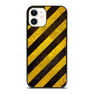 BLACK YELLOW POLICE LINE STRIPE iPhone 12 Case Cover BLACK YELLOW POLICE LINE STRIPE iPhone 12 Case Cover