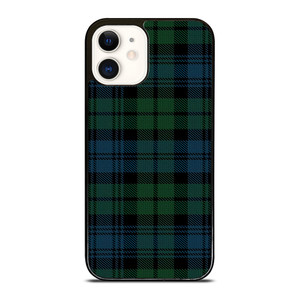GREEN BLUE TARTAN PATTERN iPhone 12 Case Cover