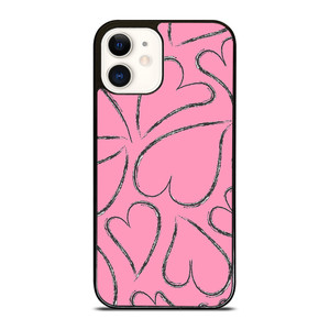 PINK LOVE BRUSHES PATTERN iPhone 12 Case Cover PINK LOVE BRUSHES PATTERN iPhone 12 Case Cover