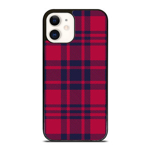 RED BLUE TARTAN PLAID PATTERN iPhone 12 Case Cover