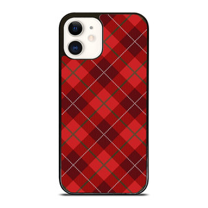 RED TARTAN CROSS PATTERN iPhone 12 Case Cover