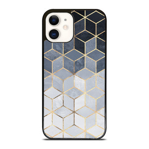 SOFT BLUE GRADIENT CUBES iPhone 12 Case Cover SOFT BLUE GRADIENT CUBES iPhone 12 Case Cover