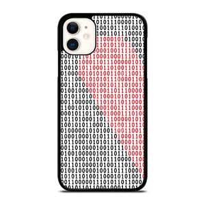 BINARY CODE HALF HEART PATTERN iPhone 11 Case Cover BINARY CODE HALF HEART PATTERN iPhone 11 Case Cover