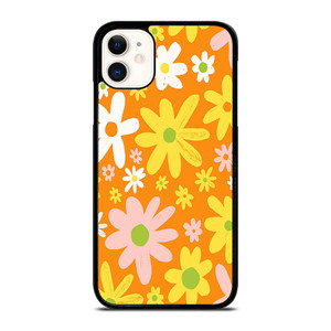 FLOWER POWER ORANGE PATTERN iPhone 11 Case Cover FLOWER POWER ORANGE PATTERN iPhone 11 Case Cover