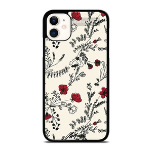 HAND DRAWING RED FLOWER PATTERN iPhone 11 Case Cover