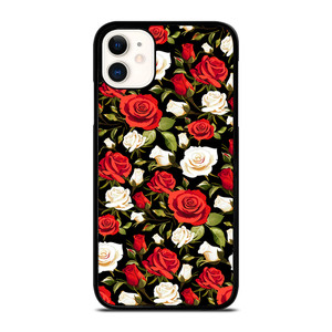 SEAMLESS RED WHITE ROSE PATTERN iPhone 11 Case Cover SEAMLESS RED WHITE ROSE PATTERN iPhone 11 Case Cover