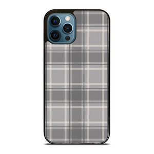 GREY TARTAN PLAID PATTERN iPhone 12 Pro Max Case Cover