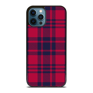 RED BLUE TARTAN PLAID PATTERN iPhone 12 Pro Max Case Cover
