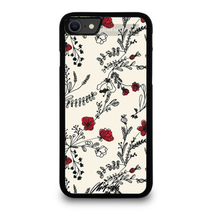 HAND DRAWING RED FLOWER PATTERN iPhone SE 2020 Case Cover