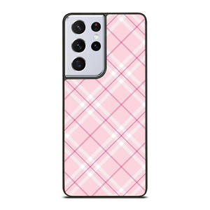 LIGHT PINK PLAID PATTERN Samsung Galaxy S21 Ultra Case Cover