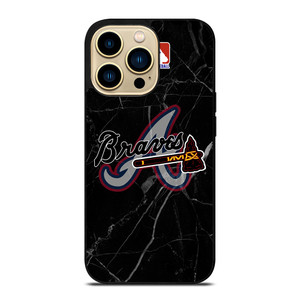 ATLANTA BRAVES BLACK MARBLE LOGO iPhone 14 Pro Max Case Cover