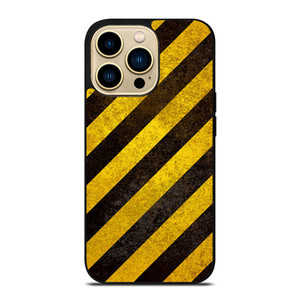 BLACK YELLOW POLICE LINE STRIPE iPhone 14 Pro Max Case Cover
