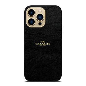 COACH NEW YORK BLACK LEATHER iPhone 14 Pro Max Case Cover