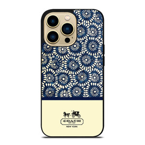 COACH NEW YORK BLUE FLORAL BATIK iPhone 14 Pro Max Case Cover
