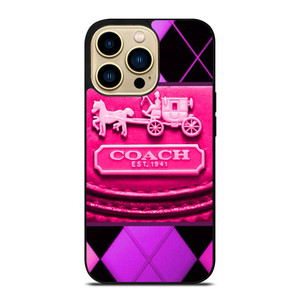 COACH NEW YORK PURPLE PINK LOGO iPhone 14 Pro Max Case Cover