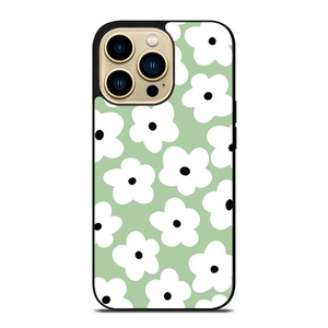 GREEN RETRO FLORAL PATTERN iPhone 14 Pro Max Case Cover