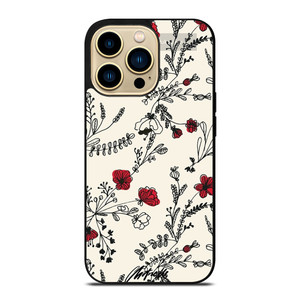 HAND DRAWING RED FLOWER PATTERN iPhone 14 Pro Max Case Cover