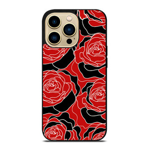 ROSE RED AND BLACK PATTERN iPhone 14 Pro Max Case Cover ROSE RED AND BLACK PATTERN iPhone 14 Pro Max Case Cover