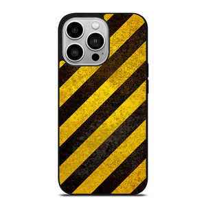 BLACK YELLOW POLICE LINE STRIPE iPhone 14 Pro Case Cover