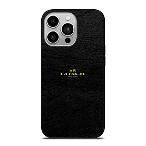 COACH NEW YORK BLACK LEATHER iPhone 14 Pro Case Cover