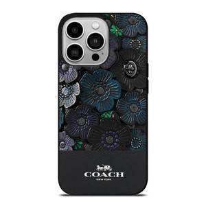 COACH NEW YORK BLACK TEA ROSE iPhone 14 Pro Case Cover