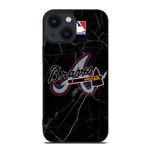 ATLANTA BRAVES BLACK MARBLE LOGO iPhone 14 Plus Case Cover