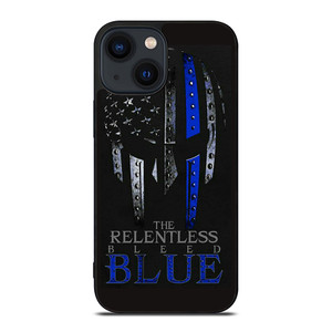 BLUE LINE POLICE WARRIOR SKULL iPhone 14 Plus Case Cover