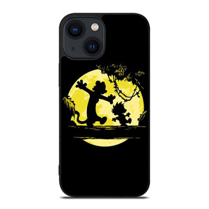 CALVIN AND HOBBES BLACK CARTOON iPhone 14 Plus Case Cover CALVIN AND HOBBES BLACK CARTOON iPhone 14 Plus Case Cover