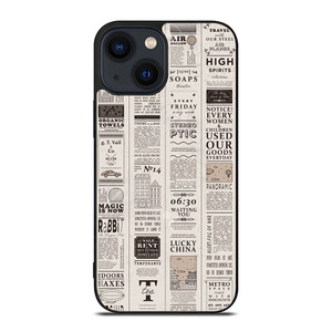 OLD NEWSPAPER PATTERN iPhone 14 Plus Case Cover
