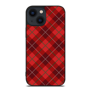 RED TARTAN CROSS PATTERN iPhone 14 Plus Case Cover