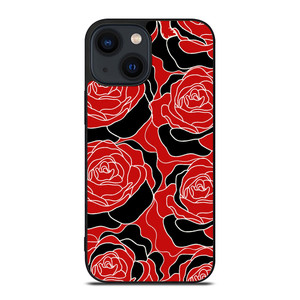 ROSE RED AND BLACK PATTERN iPhone 14 Plus Case Cover