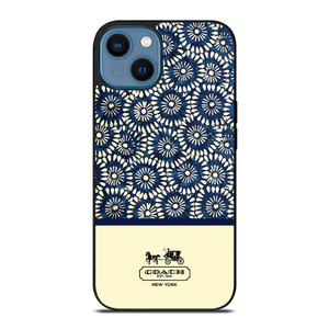 COACH NEW YORK BLUE FLORAL BATIK iPhone 14 Case Cover