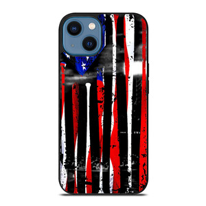 USA FLAG AMERICAN BASEBALL BLACK WHITE iPhone 14 Case Cover