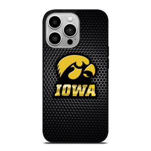 IOWA HAWKEYES METAL LOGO iPhone 14 Pro Case Cover